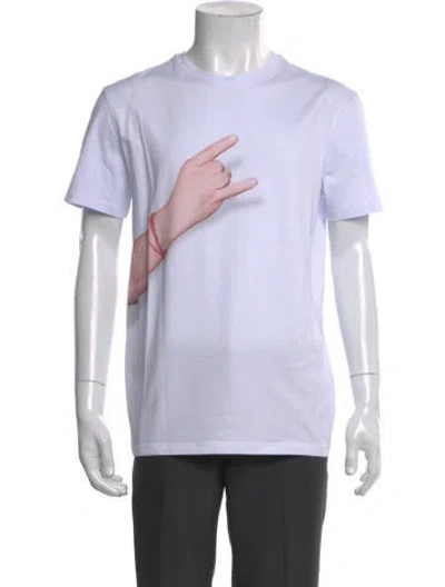 Pre-owned Isaia Graphic Print Crew Neck T-shirt In White