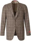 Isaia Gregory Checked Blazer In Brown