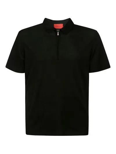 Isaia Half-zip Polo Shirt In Black