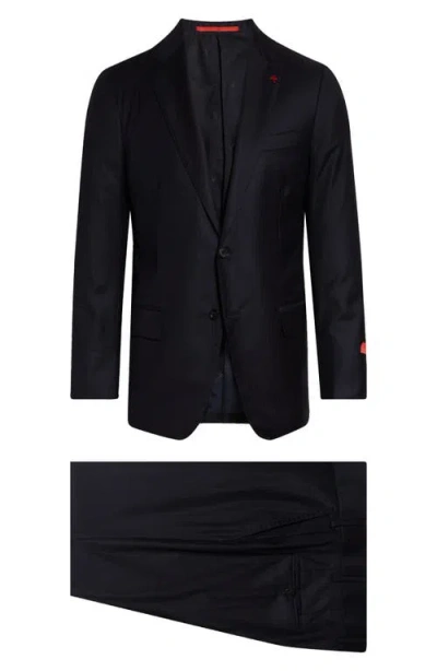 Isaia Herringbone Wool & Silk Suit In Blue