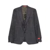 Isaia Checked-pattern Wool-silk Blend Blazer In Gray