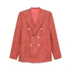 Isaia Double-breasted Suit Jacket In Orange