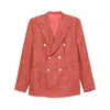 Isaia Double-breasted Suit Jacket In Orange