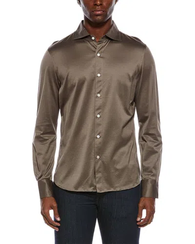 Isaia Jersey Sport Shirt In Brown