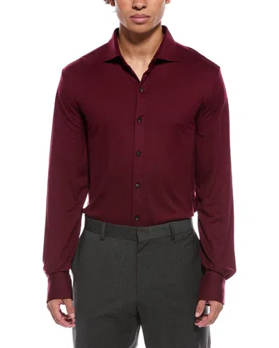 Isaia Jersey Wool Sport Shirt In Burgundy