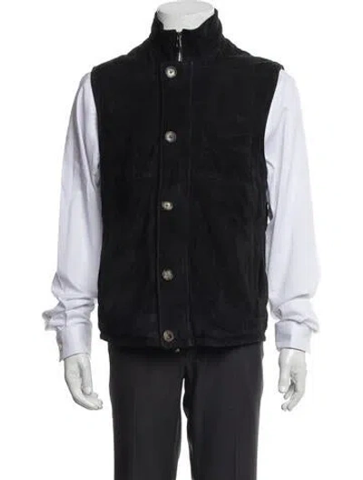 Pre-owned Isaia Lamb Leather Vest In Black