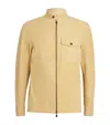 Isaia Lamb Suede Zip-up Overshirt In Yellow