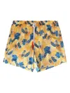 Isaia New Mens Yellow Blue Leaf Pattern Swim Trunk