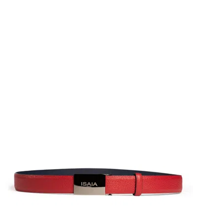 Isaia Leather Belt In Red