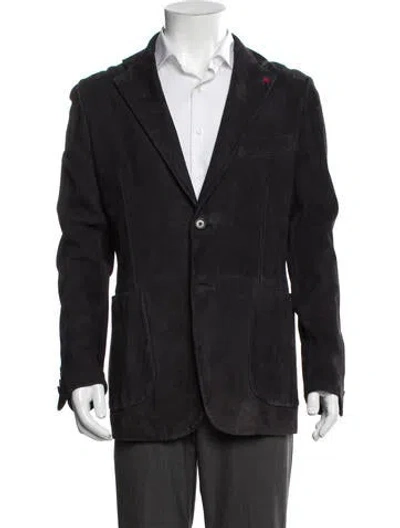 Pre-owned Isaia Leather Blazer In Blue