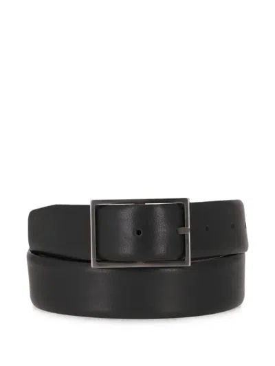 Isaia Leather Buckle-fastening Belt In Black