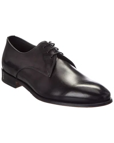 Isaia Leather Derby In Brown