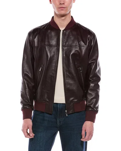 Isaia Leather Jacket In Brown