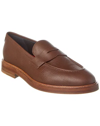 Isaia Leather Loafer In Brown