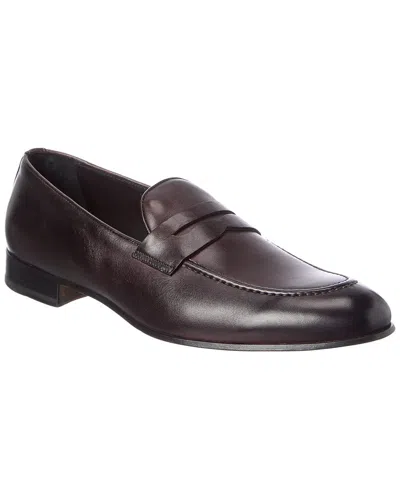 Isaia Leather Loafer In Brown