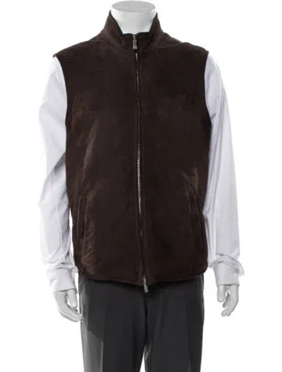 Pre-owned Isaia Leather Vest In Brown