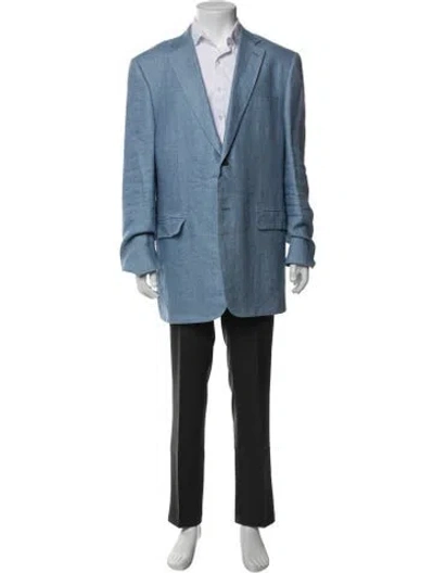 Pre-owned Isaia Linen Blazer In Blue