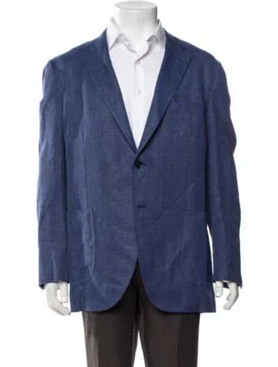 Pre-owned Isaia Linen Blazer In Blue
