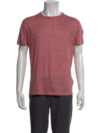 Pre-owned Isaia Linen Crew Neck T-shirt In Pink