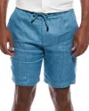 Isaia Linen Drawstring Short In Blue