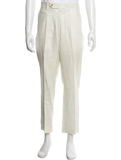 Pre-owned Isaia Linen Dress Pants In Neutrals