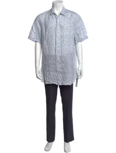 Pre-owned Isaia Linen Floral Print Shirt In Green