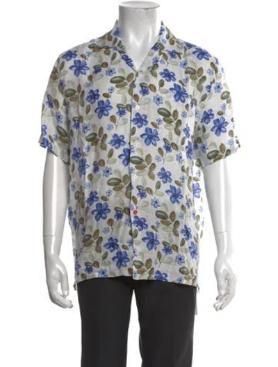 Pre-owned Isaia Linen Floral Print Shirt In Neutrals