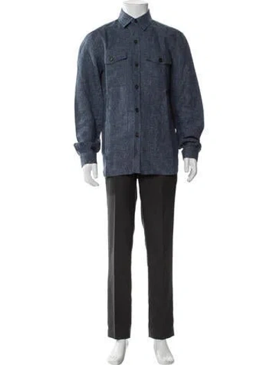 Pre-owned Isaia Linen Jacket In Blue