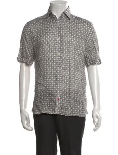 Pre-owned Isaia Linen Patterned Shirt W/ Tags In Neutral