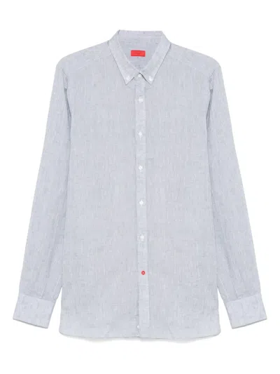 Isaia Linen Shirt In Gray