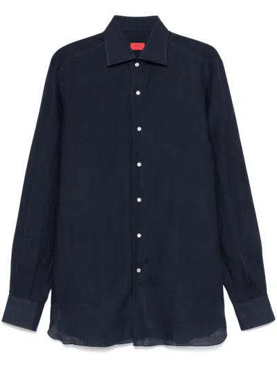 Isaia Linen Shirt In Blue