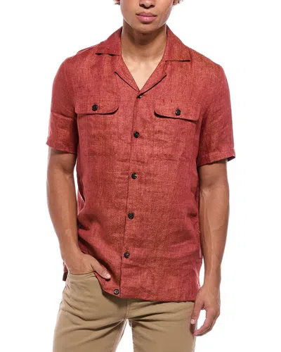 Isaia Linen Shirt In Brown