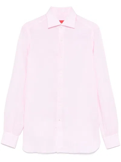Isaia Linen Shirt In Pink