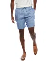 Isaia Linen Drawstring Short In Blue