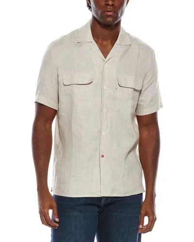 Isaia Cam212 Linen Sport Shirt In Neutral
