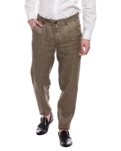 Isaia Linen Trouser In Brown