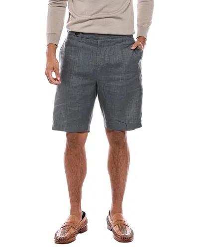 Isaia Linen Trouser Short In Gray