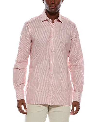 Isaia Linen-blend Dress Shirt In Pattern