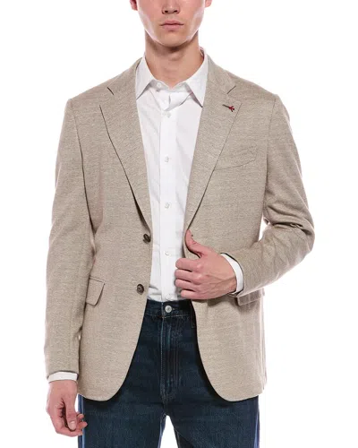 Isaia Linen-blend Jacket In Animal Print
