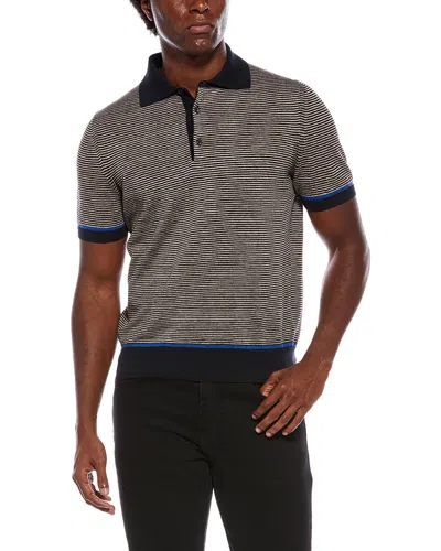 Isaia Linen-blend Knit Polo Shirt In Brown