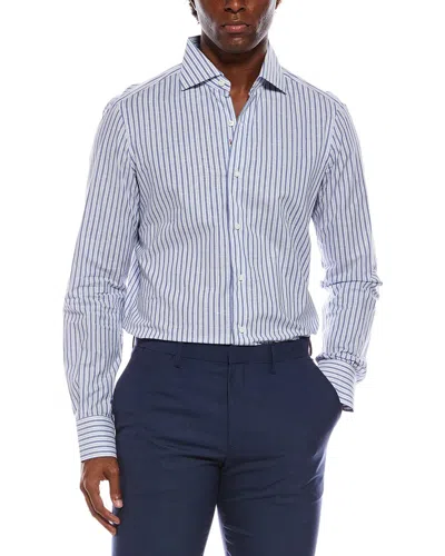 Isaia Linen-blend Shirt In Blue