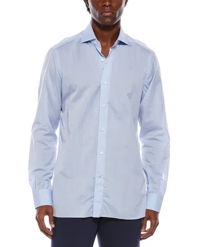 Isaia Linen-blend Shirt In Blue