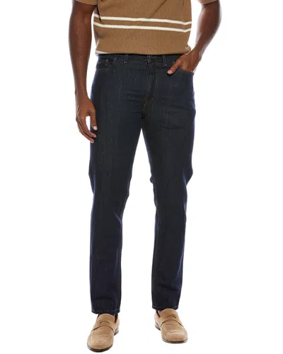Isaia Linen-blend Slim Jean In Blue