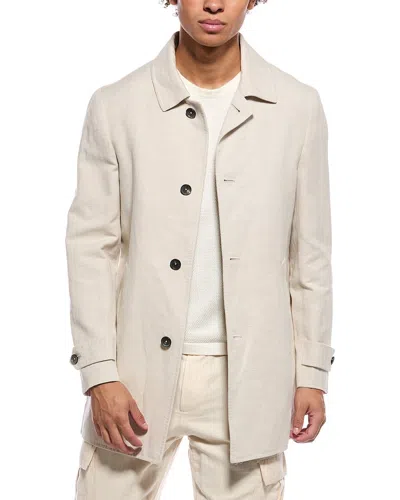 Isaia Linen-blend Walking Coat In Neutral