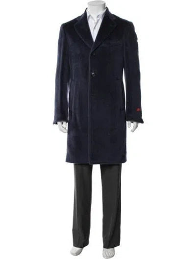 Pre-owned Isaia Llama Coat In Blue