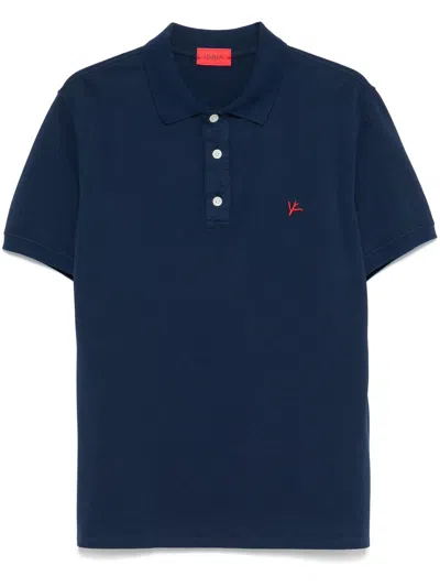 Isaia Logo-embroidered Polo Shirt In Blue