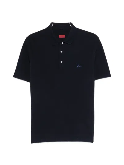 Isaia Logo-detail Polo Shirt In Blue