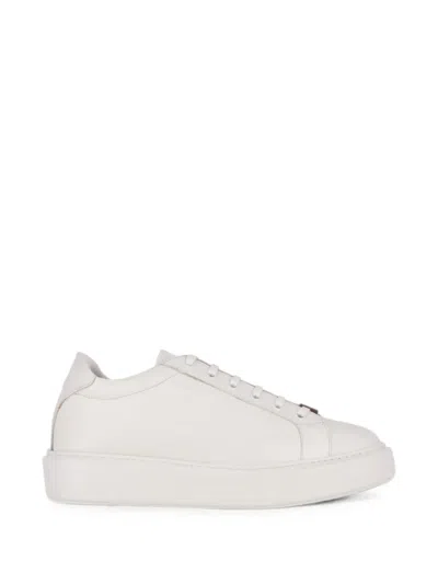 Isaia Logo-embroidered Platform Sneakers In White