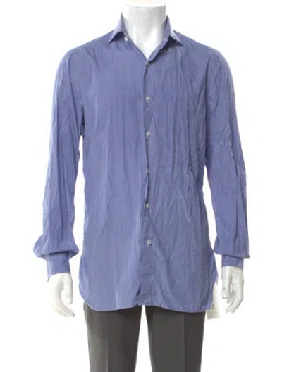 Pre-owned Isaia Long Sleeve Dress Shirt In Blue