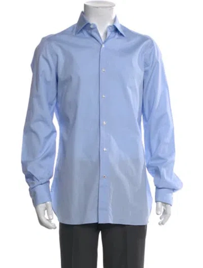 Pre-owned Isaia Long Sleeve Dress Shirt In Blue